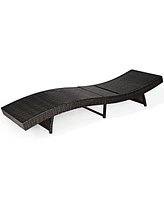 Gouun Patio Folding Adjustable Rattan Chaise Lounge Chair with Cushion