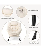 Gouun Modern Accent Sofa Chair with Folding Footrest and Side Pocket