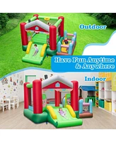 Gouun 4-in-1 Inflatable Bounce House with Basketball Hoop and 480W Blower