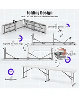 Gouun 6 Feet Plastic Folding Bench Picnic Camping Dining Seat with Carrying Handle