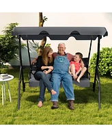 Gouun 3-Seat Outdoor Patio Canopy Swing with Cushioned Steel Frame