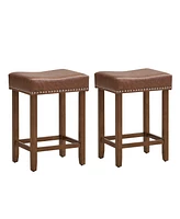 Gouun 24 Inch Upholstered Pu Leather Bar Stools Set of 2