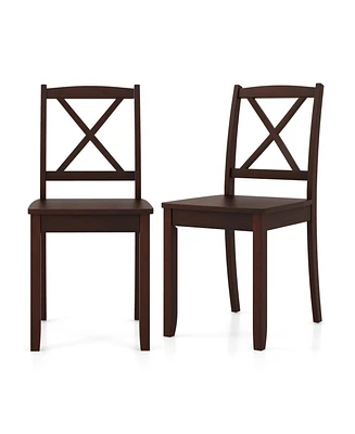 Gouun Wood Dining Chair Set of 2 with Rubber Wood Legs and Curved Backrest