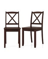 Gouun Wood Dining Chair Set of 2 with Rubber Wood Legs and Curved Backrest