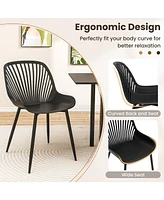 Gouun Modern Kitchen Chairs with Metal Legs Cutout Backrest Curved Seat for Dining Room Home Office