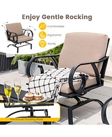 Gouun 5 Pieces Patio Rocking Chairs and 4-in-1 Fire Pit Table with Fire Poker