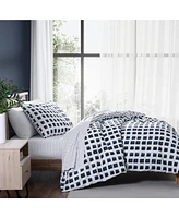 City Scene Urban Shibori Microfiber Blue 3 Piece Duvet Cover Set-Full/Queen