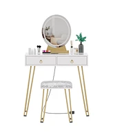 gaomon Vanity Desk, Makeup Vanity Desk with Touch Light Mirror