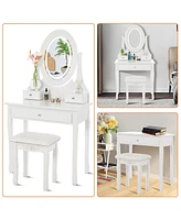 gaomon Vanity Table with Led Lighted Oval Mirror