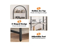 gaomon Bookshelf 5 Tier Bookcase Arched Display Racks Tall Standing Bookshelves Metal Frame Farmhouse Storage Rack Shelf Grey Book Shelf for Bedroom