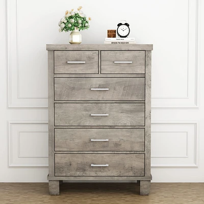 gaomon 6 Drawer Dresser for Bedroom, Modern Chest of Drawers, 31.5 Inch Wide Storage Cabinet with Sturdy Legs, Tall Dresser Storage Tower for Closet B