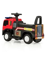 Gymax Kids 6V Ride On Fire Truck Fire Engine Battery Powered w/ Siren