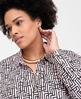 INC Plus Printed Flap-Pocket Knit Shirt, Exclusively at Macy's