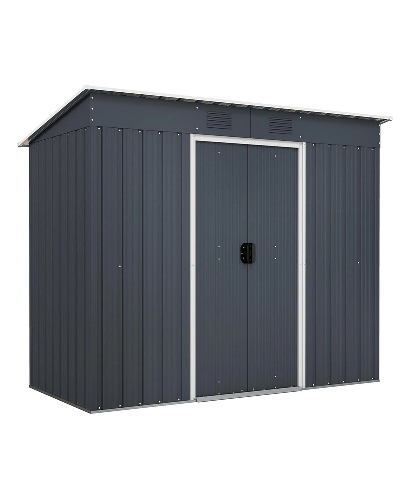 Gouun Outside Garden Storage Shed Tool House with Ground Foundation Frame