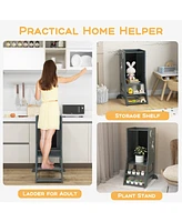 Gouun Boys Kitchen Stool Helper Standing Tower with Chalkboard and Whiteboard