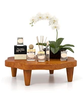 Gouun 16" Teak Wood Pedestal Stand for Aroma and Snacks