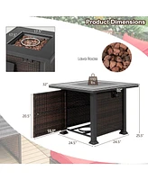 Gouun 32 Inch Square Propane Fire Pit Table with Lava Rocks Cover