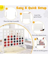 Gouun Wooden 4-in-a-row Game Set with 42 Pcs Chips and 600D Oxford Fabric Carrying Bag