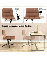 Gouun Height-adjustable Armless Desk Chair with Wheels for Home Office Make Up
