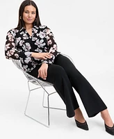 INC Plus Printed Johnny Collar Top, Exclusively at Macy's