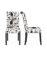 Gouun 2 Pieces Tufted Dining Chair Set with Adjustable Anti-Slip Foot Pads