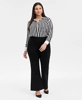 INC Plus Striped Long-Sleeve Shirt, Exclusively at Macy's