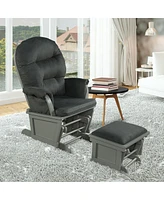 Gouun Wood Baby Glider and Ottoman Cushion Set with Padded Armrests for Nursing