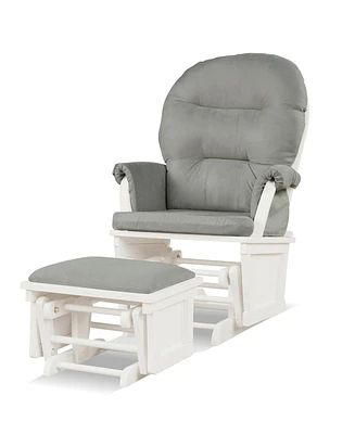 Gouun Wood Baby Glider and Ottoman Cushion Set with Padded Armrests for Nursing