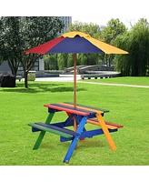 Gouun 4 Seat Kids Picnic Table with Umbrella