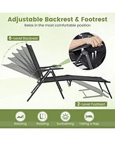 Gouun 2 Piece Patio Folding Chaise Lounge Chairs Recliner with 6-Level Backrest