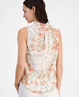 Anne Klein Women's Floral-Print Ruffle-Collar Blouse
