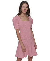 Karl Lagerfeld Paris Women's Puffed-Shoulder Tweed Dress