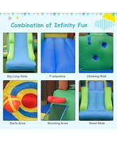 Gymax Inflatable Jungle Bounce House w/ Dual Slides Climbing Wall Jumping Area