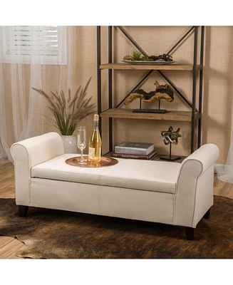 50” Armed Storage Bench,Upholstered Ottoman for Bedroom,Living Room, or Entryway-The Pop Home
