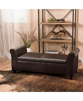 50” Armed Storage Bench,Upholstered Ottoman for Bedroom,Living Room, or Entryway-The Pop Home