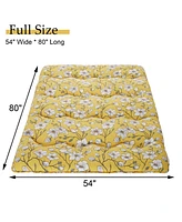 gaomon Japanese Floor Mattress, Full Size Futon Mattress, Thick Tatami Roll-Up Mattress for Camping & Guest Room, Yellow Flower Design