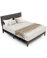 Gouun Queen Size Upholstered Platform Bed with Tufted Headboard-Queen Size