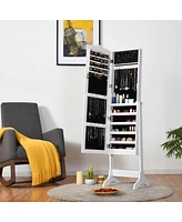 Gouun 4-Angle Tilting Mirrored Lockable Jewelry Cabinet with Large Storage Capacity