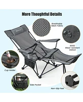 Gouun Camping Lounge Chair with Detachable Footrest Adjustable Backrest