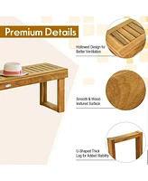 Gouun 52 Inch Acacia Wood Dining Bench with Slatted Seat