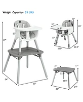 Gouun 4-in-1 Baby Convertible Toddler Table Chair Set with Pu Cushion
