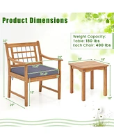Gouun 3 Piece Wood Patio Furniture Set with Seat Cushions and Acacia Wood Frame