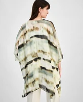 Anne Klein Printed Open-Front Chiffon Kimono