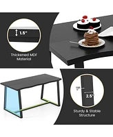 Gouun 63" Large Dining Table with Wavy Edge and Heavy-duty Metal Frame