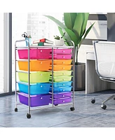 Gouun 15-Drawer Utility Rolling Organizer Cart Multi-Use Storage