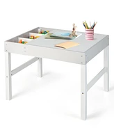 Gouun 3 in 1 Wooden Kids Table with Storage and Double-Sided Tabletop