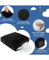 Gouun 57 x 57 Inch Crash Pad Sensory Mat with Foam Blocks and Washable Velvet Cover