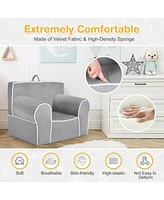 Gouun Upholstered Kids Sofa with Velvet Fabric and High-Quality Sponge