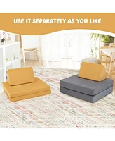Gouun 4 Pieces Convertible Kids Couch Set with 2 Folding Mats