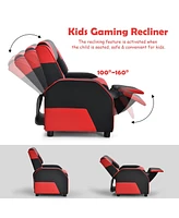 Gouun Kids Youth Pu Leather Gaming Sofa Recliner with Headrest and Footrest